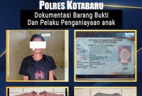Keterangan Fhoto : Fhoto pelaku penganiayaan dan beberapa barang bukti