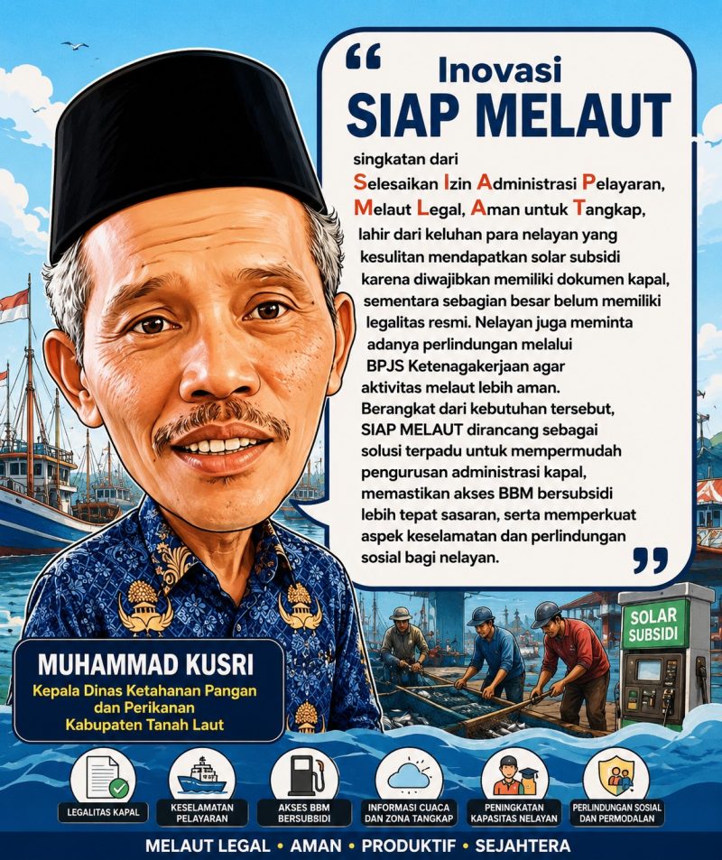 KETERANGAN FOTO : Karikatur Logika Berita, Kepala Dinas Ketahanan Pangan dan Perikanan, M Kusri (Rossi)