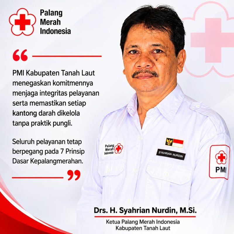 KETERANGAN FOTO : Ketua PMI Tanah Laut, Drs H Syahrian Nurdin. (Sumber : PMI Tanah Laut)