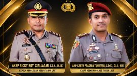 KETERANGAN FOTO : Kapolres dan Kasat Reskrim Tanah Laut (Rossy)