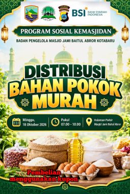 Mengusung Konsep Dari Warga Untuk Warga, Pengelola Masjid Jami Baitul Abrar Bagikan Bapok Murah