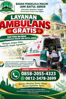 Dari Jamaah Untuk Jamaah, Masjid Jami Baitul Abrar Sediakan Ambulance Gratis Untuk Masyarakat